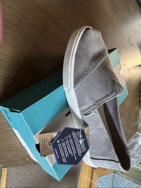 Toms Light Gray Canvas Slip-On with Glitter Accents